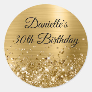 Glittery Gold Foil Modern 30. Geburtstag Runder Aufkleber