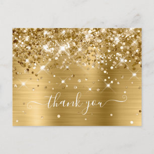 Glittery Gold Foil Modern Girl Vielen Dank Postkarte