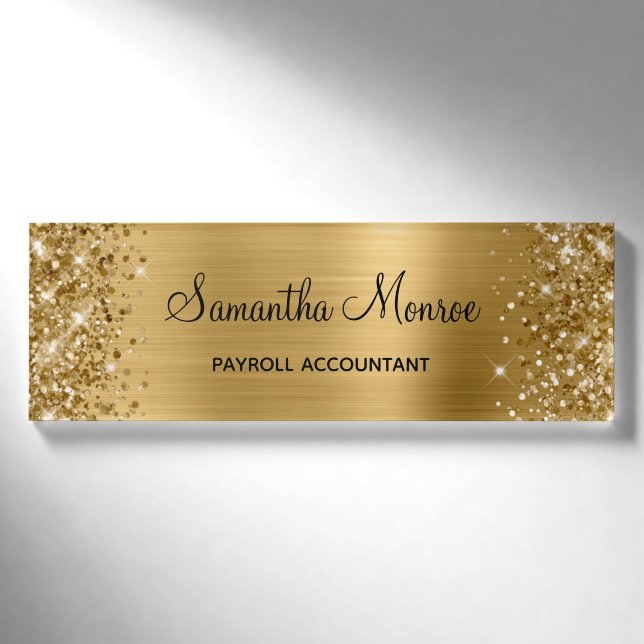 Glittery Gold Foil Namenschild (Vorderseite)