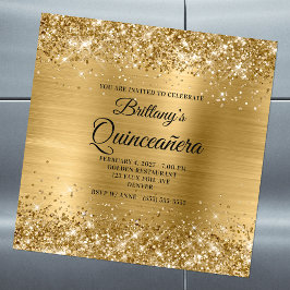 Glittery Gold Foil Quinceñera Magneteinladung