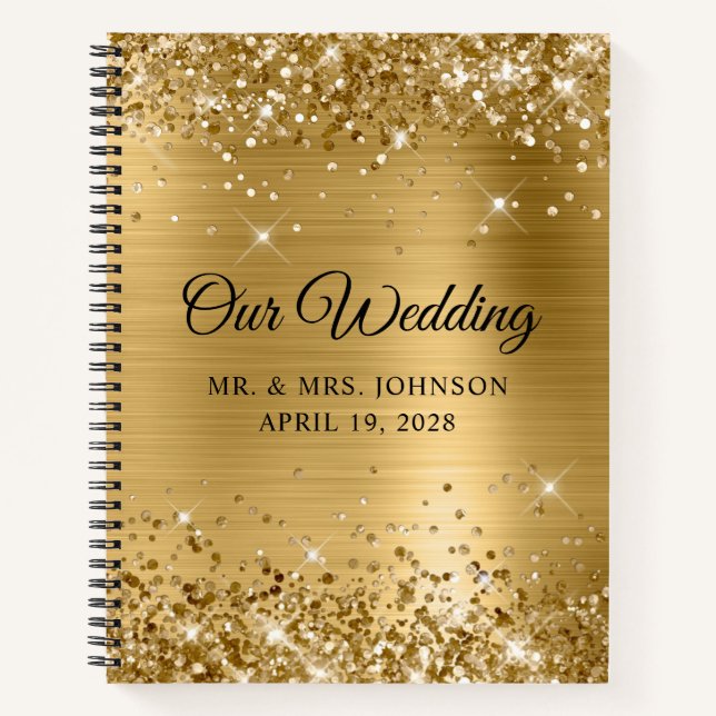 Glittery Gold Foil Unser Hochzeitsgast Notizbuch (Vorderseite)