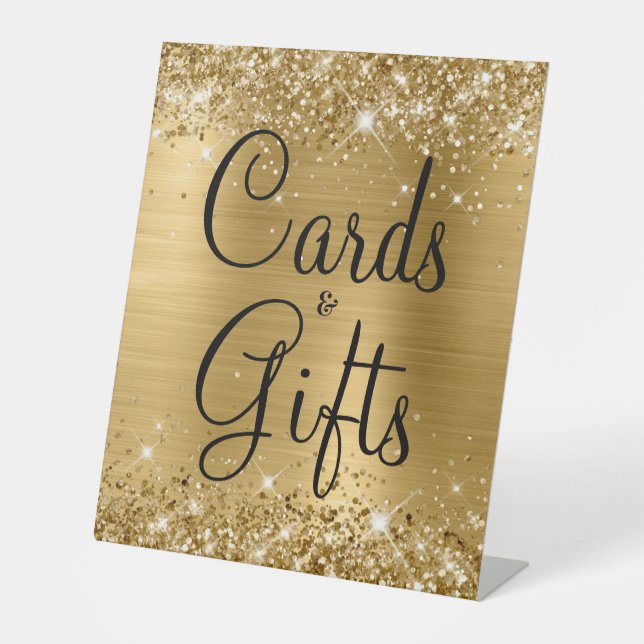Glittery Gold Foil Wedding Cards & Gifts Sockelschild (Vorderseite)