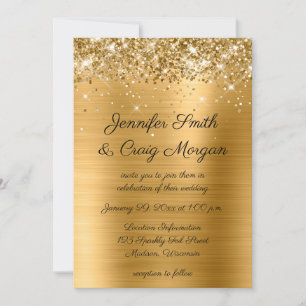 Glittery Gold Foil Wedding Einladung