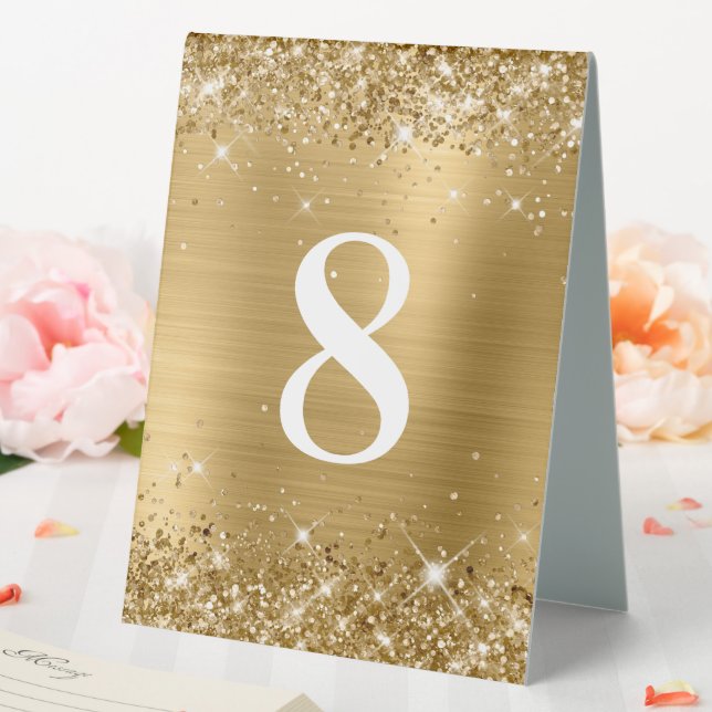 Glittery Gold Foil Wedding Number Tischaufsteller (In Situ (Hochzeit))