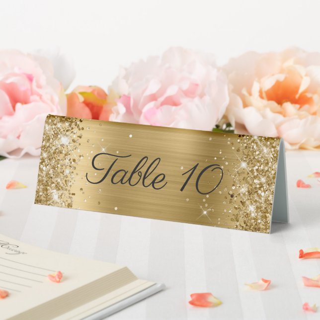 Glittery Gold Foil Wedding Tischaufsteller (In Situ (Hochzeit))