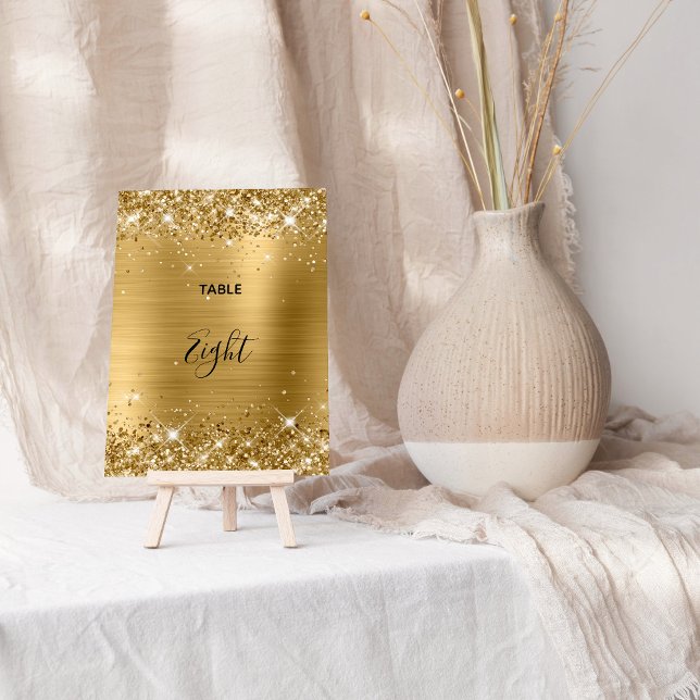 Glittery Gold Foil Wedding Tischnummer (Glittery Gold Foil Wedding Table Number)