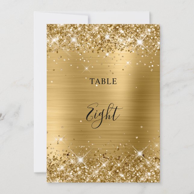 Glittery Gold Foil Wedding Tischnummer 12x18 Card (Vorderseite)
