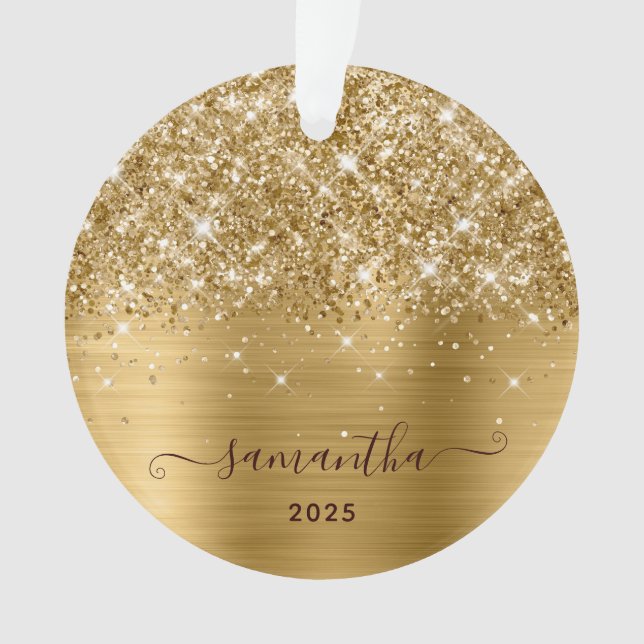 Glittery Gold Girly Signature Calligraphy Photo (devant)