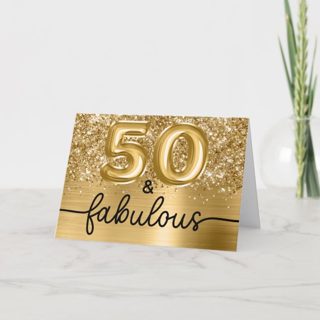 Glittery Gold Glam 50 and Fabulous Karte (Vorderseite)