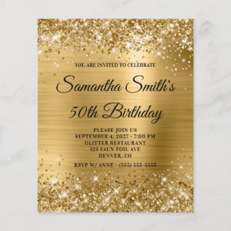 Glittery Gold Glam 50. Geburtstag Einladung
