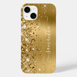 Glittery Gold Glam Girly Swash Signature Case-Mate iPhone 14 Hülle