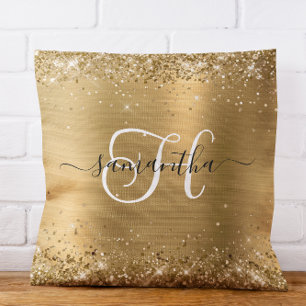 Glittery Gold Glam Mit Monogramm Kissen