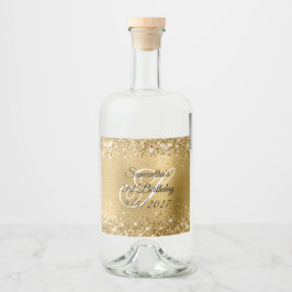 Glittery Gold Glam Monogram 21. Geburtstag Alkoholflaschenetikett