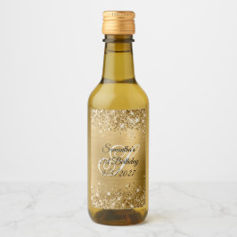 Glittery Gold Glam Monogram 21. Geburtstag Weinetikett