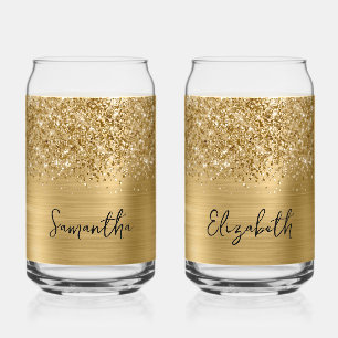 Glittery Gold Glam Name Dosenglas