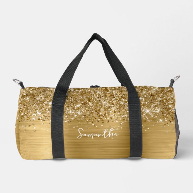 Glittery Gold Glam Name Duffle Bag (Vorderseite)