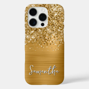 Glittery Gold Glam Name iPhone 16 Pro Hülle