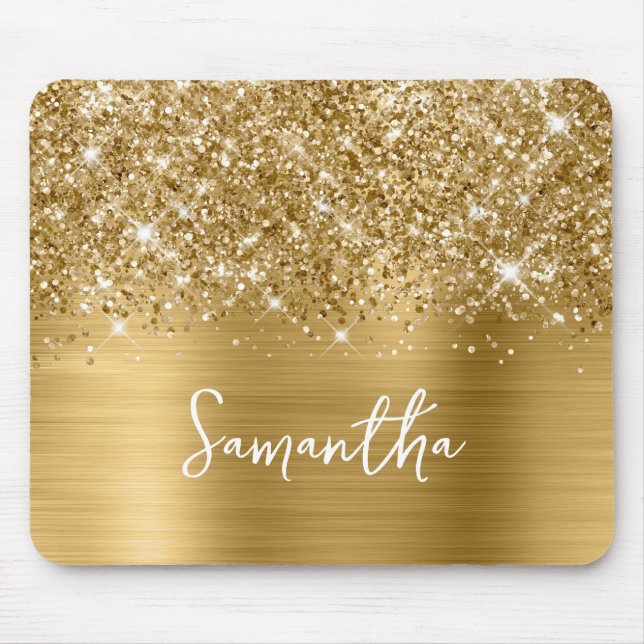 Glittery Gold Glam Name Mousepad (Vorne)