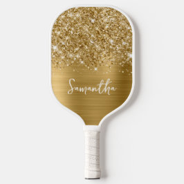 Glittery Gold Glam Name Pickleball Schläger