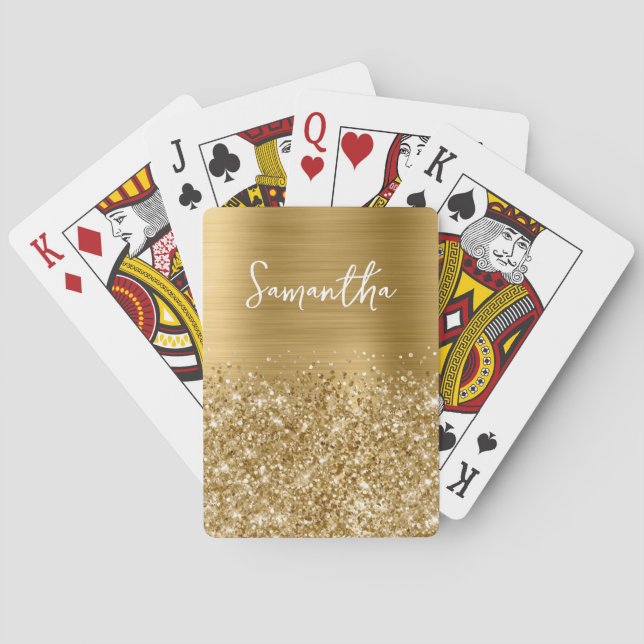 Glittery Gold Glam Name Spielkarten (Rückseite)