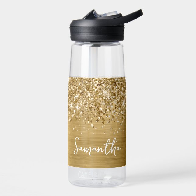 Glittery Gold Glam Name Trinkflasche (Links)