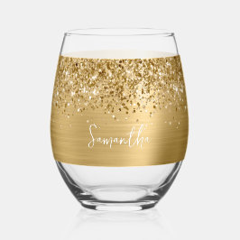 Glittery Gold Glam Name Weinglas Ohne Stiel