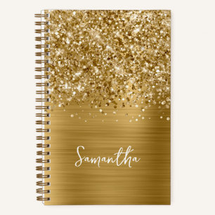 Glittery Gold Glam Script Name Notizbuch