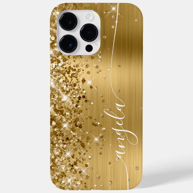 Glittery Gold Glam Signature Case-Mate iPhone 14 Pro Max Hülle (Rückseite)