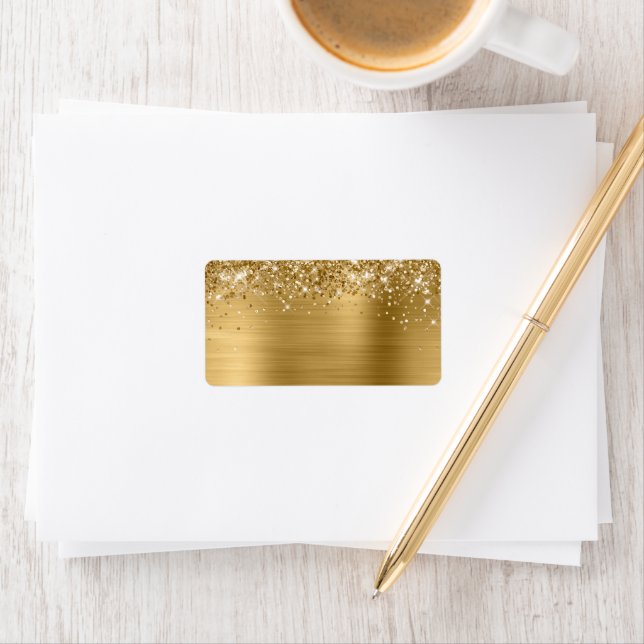 Glittery Gold Glitzer Foil Glam Adressaufkleber (Insitu)