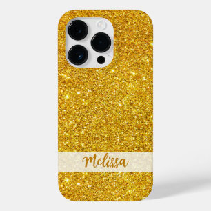 Glittery Gold Glitzer Individuelle Name Personalis Case-Mate iPhone 14 Pro Hülle