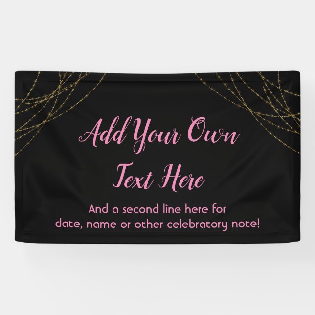 Glittery Gold Light Strings Ihren eigenen Text hin Banner (Horizontal)