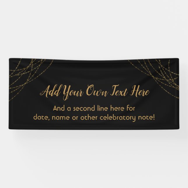 Glittery Gold Light Strings Ihren eigenen Text hin Banner (Horizontal)