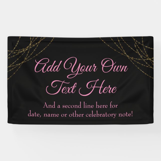 Glittery Gold Light Strings Ihren eigenen Text hin Banner (Horizontal)