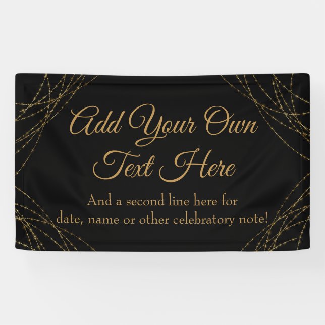 Glittery Gold Light Strings Ihren eigenen Text hin Banner (Horizontal)