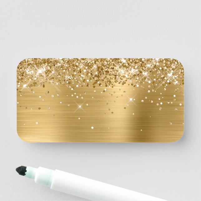Glittery Gold Metallic Blank Namensschild (Beispiel)