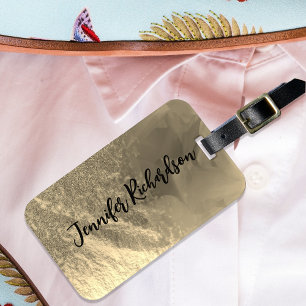 Glittery Gold Metallic Extravagant Chic Calligraph Gepäckanhänger