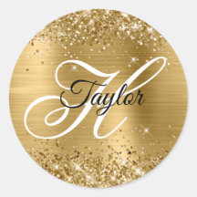 Glittery Gold Metallic Extravagant Monogram