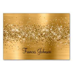 Glittery Gold Nom horizontal Cartes de place