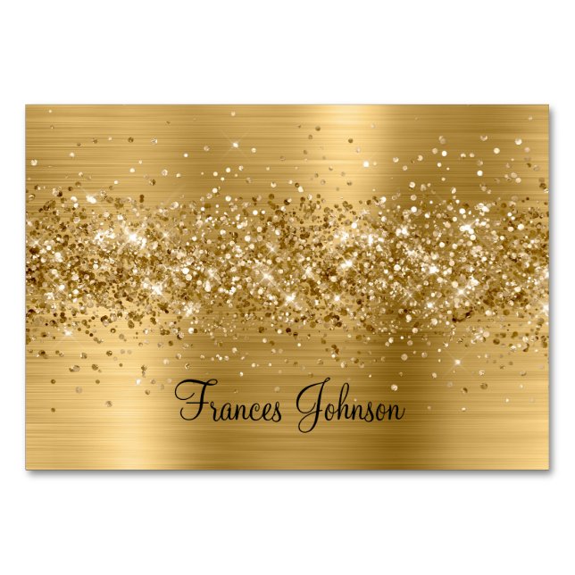 Glittery Gold Nom horizontal Cartes de place (Devant)