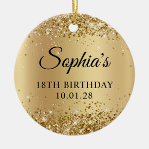 Glittery Gold Ombre 18. Geburtstag Foto Keramik Ornament