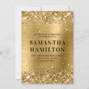 Glittery Gold Ombre Foil Abschluss Ankündigung
