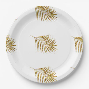 Glittery Gold Palms Tropical Weddings Celebrations Pappteller