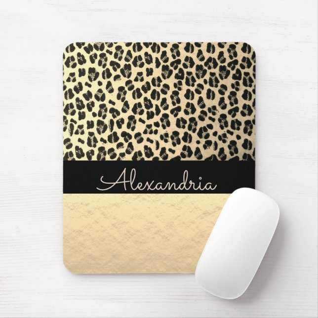 Glittery Gold Shimmery Gold Leopard Mousepad (Mit Mouse)