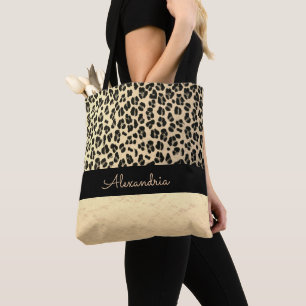 Glittery Gold Shimmery Gold Leopard Tasche