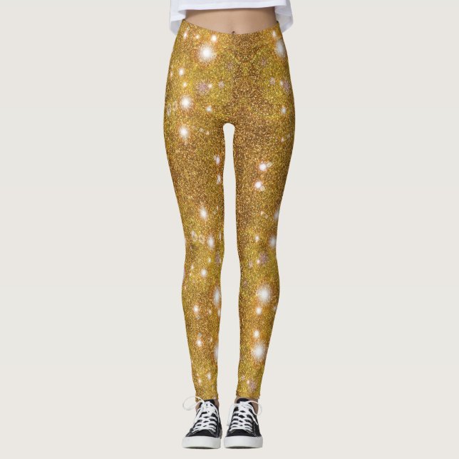 Glittery Gold Shine Bright Leggings (Vorderseite)