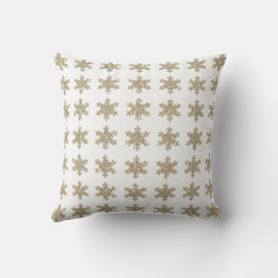 Glittery Gold Snowflake Muster Weiß Niedlich Trend Kissen