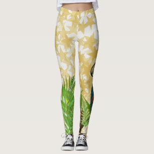 Glittery Gold Stars Parrot und Butterfly Leggings