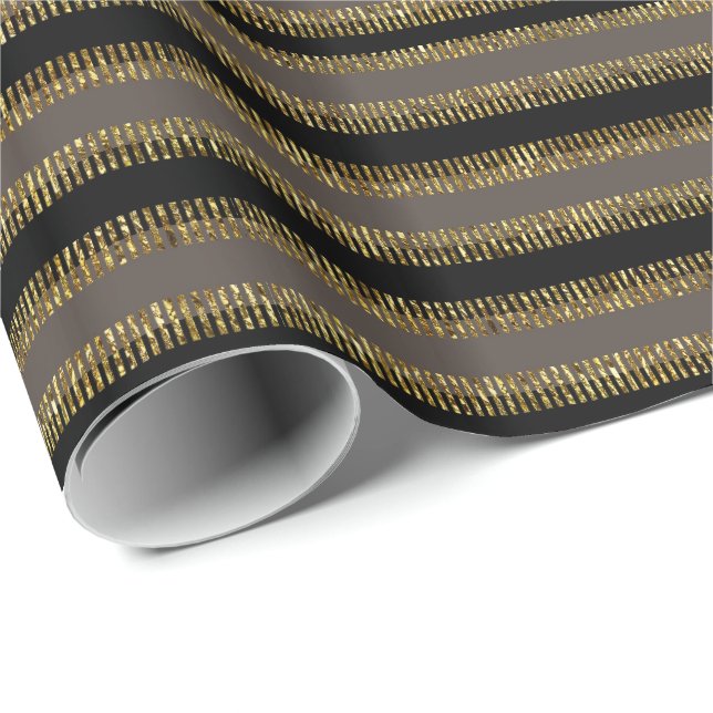 Glittery Gold Streifen Muster GIF Packpapier (Rolleneckpunkt)