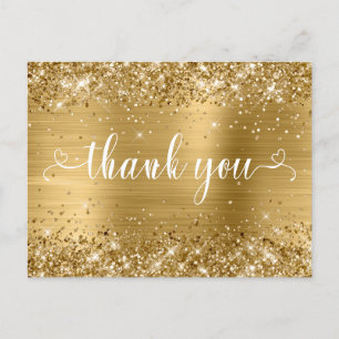 Glittery Gold Sweet 16 Herzen Vielen Dank Postkarte