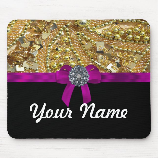 Glittery Gold u. Schwarzes Mousepad (Vorne)